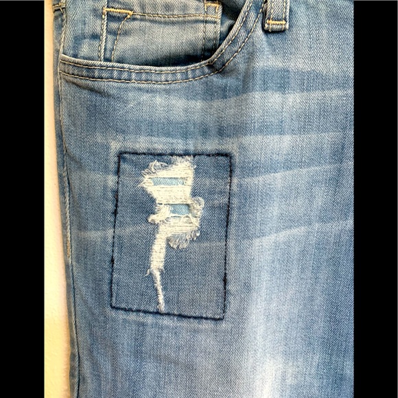 Flying Monkey Platinum Stretch Mid Rise Distressed Flare Jeans - Picture 2 of 5